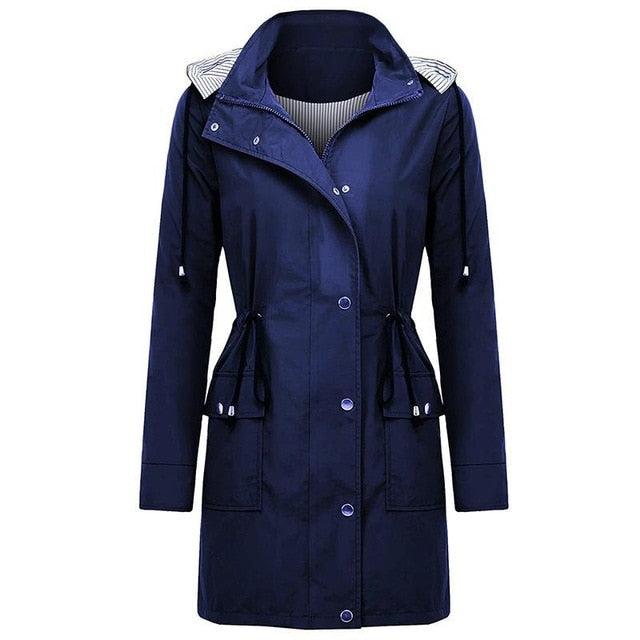 Women Rain Jacket - Outdoor Hooded Waterproof - Long Windproof With Pocket Overcoat (D23)(TB8A)(TB8B)
