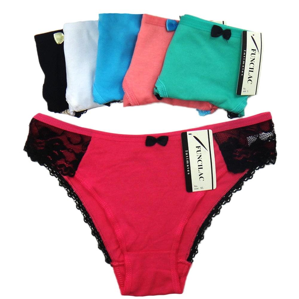 Trending 5 Pcs/set Women's Underwear - Sexy Cotton Lace Briefs - Intimates Lingerie (D28)(TSP1)(TSP3)