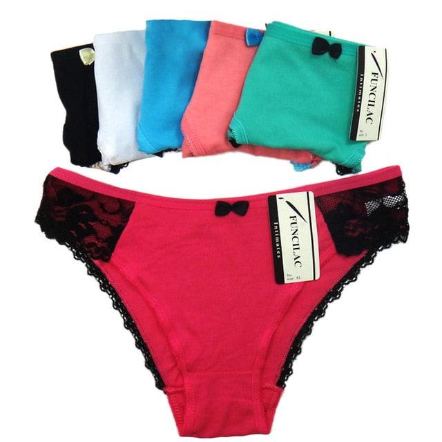 Trending 5 Pcs/set Women's Underwear - Sexy Cotton Lace Briefs - Intimates Lingerie (D28)(TSP1)(TSP3)