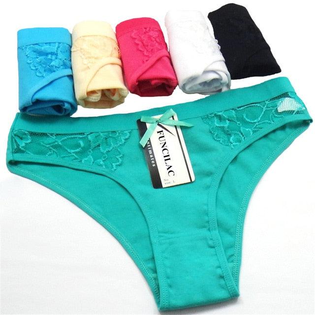 Trending 5 Pcs/set Women's Underwear - Sexy Cotton Lace Briefs - Intimates Lingerie (D28)(TSP1)(TSP3)