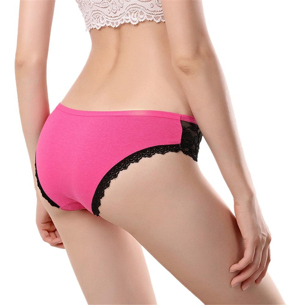 Trending 5 Pcs/set Women's Underwear - Sexy Cotton Lace Briefs - Intimates Lingerie (D28)(TSP1)(TSP3)
