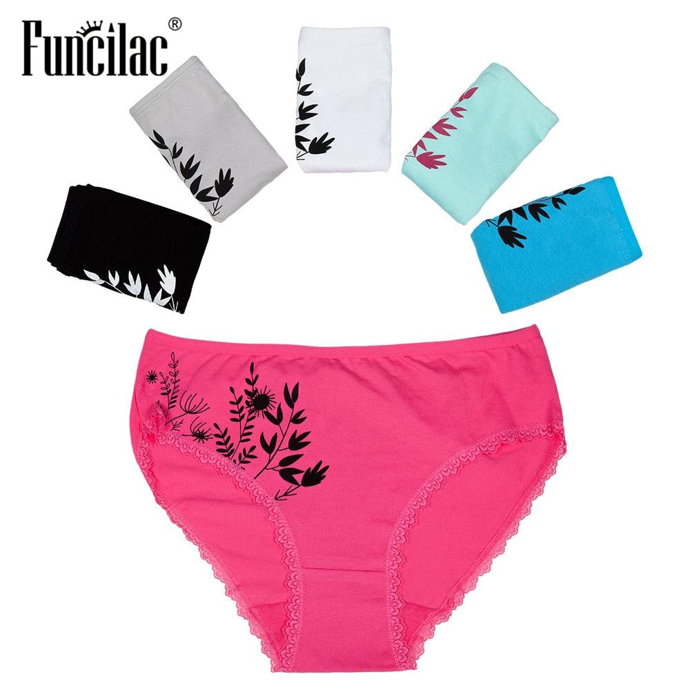 Plus Size Great Women's Underwear - Sexy Lace Briefs Print Panties - Good Quality Lingerie 5 Pcs/lot (TSP1)(TSP3)(F28)