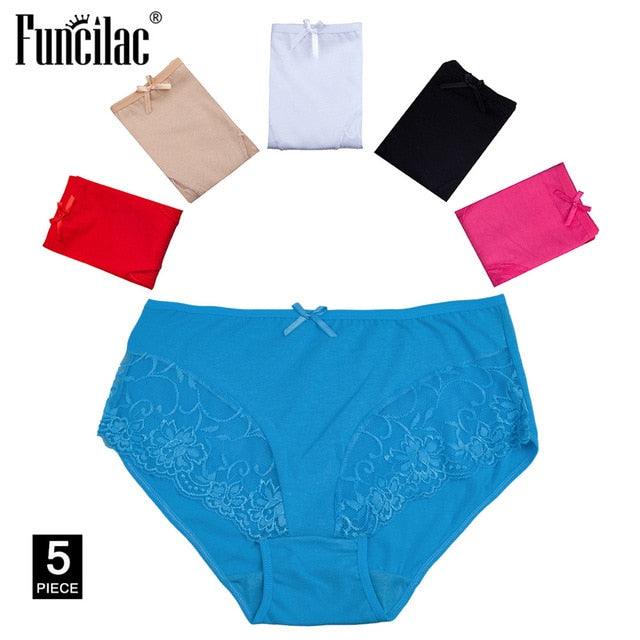 Plus Size Great Women's Underwear - Sexy Lace Briefs Print Panties - Good Quality Lingerie 5 Pcs/lot (TSP1)(TSP3)(F28)