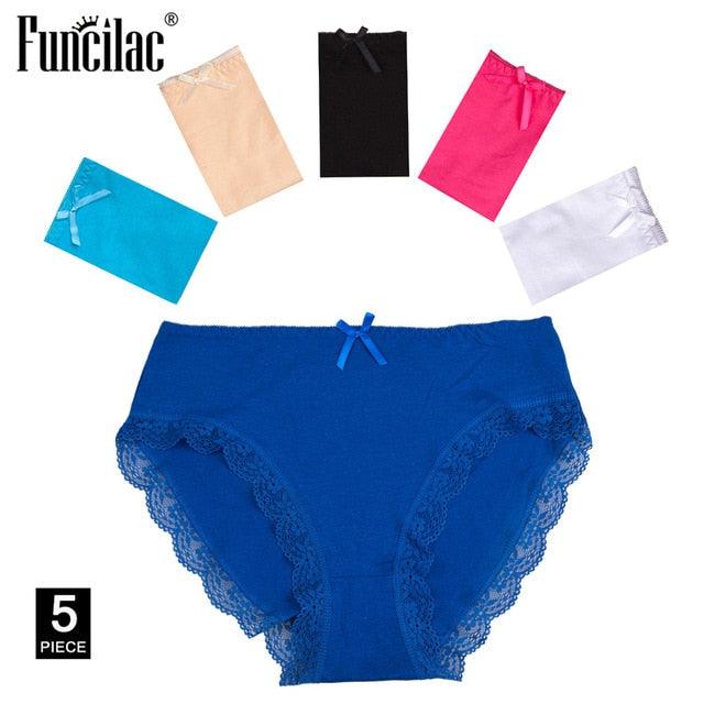 Plus Size Great Women's Underwear - Sexy Lace Briefs Print Panties - Good Quality Lingerie 5 Pcs/lot (TSP1)(TSP3)(F28)