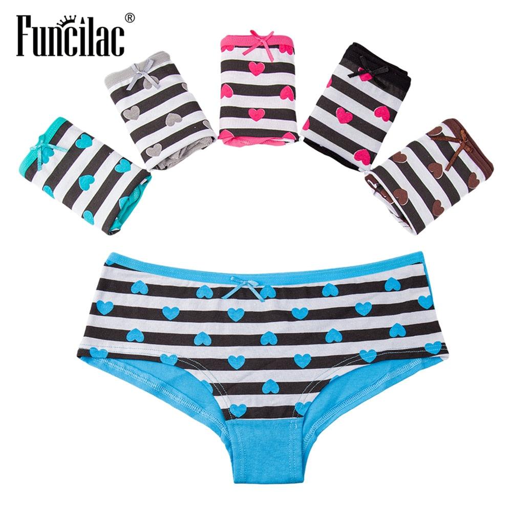 Trending Sexy Women's Panties - Cotton Female Underwear - Lingerie Striped Briefs Intimate Underpants 5 pcs/Set (D28)(TSP3)