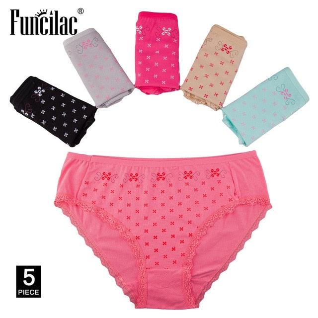Amazing Women's Underwear - Ladies Plus Size Briefs - Print Cotton Panties - Sexy Breathable 5Pcs/Lot (TSP1)(TSP3)