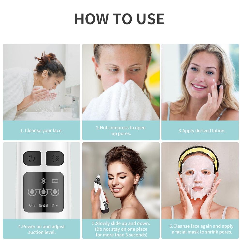 Facial Cleaner Nose Blackhead Remover Deep Pore Acne Pimple Removal Vacuum Suction Diamond T Zone (M5)(M1)(1U86)