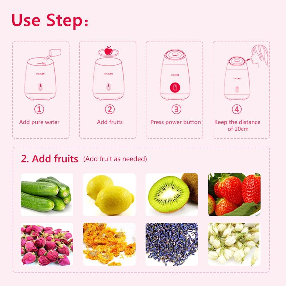 Facial Steamer DIY Fruit Steam Sprayer Nano Ionic Mist Face Humidifier Sauna Moisturizing Pore Cleansing (M5)(M1)(1U86)