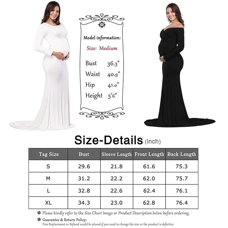Fall Maternity Elegant Fitted Gown Pregnant Photo Shoot Dress - Long Sleeve V Neck Ruched Slim Fit Maxi (1U5)(Z6)(2Z1)
