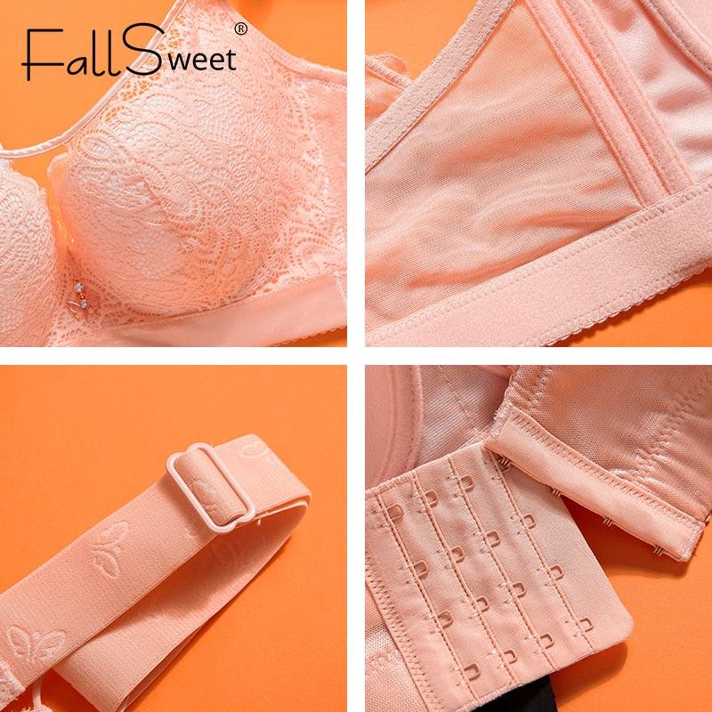 Plus Size Gorgeous Women's Bras - Full Coverage Push Up Bra - Sexy Lace C D E Cup Ladies Brassiere (TSB2)