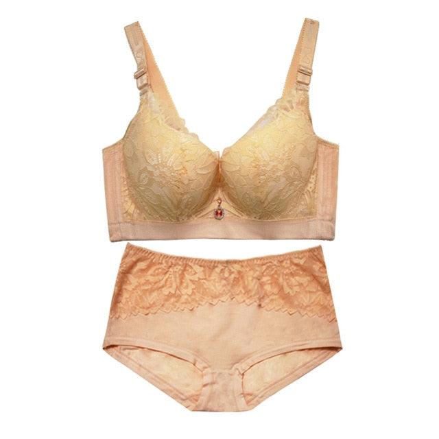 Plus Size Lingerie Set - Women Bras and Briefs Sets - Push Up Underwear Sets (TSB4)