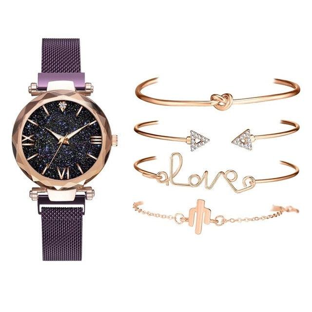 Fashion Bracelet Watches - Women 5 Pcs Set - Luxury Rose Watches Set (D81)(D82)(1JW)