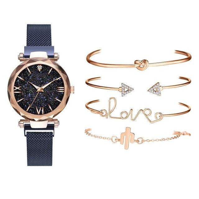 Fashion Bracelet Watches - Women 5 Pcs Set - Luxury Rose Watches Set (D81)(D82)(1JW)