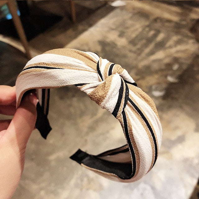 Fashion Head Hoop - Top Knot Hairband - Turban Elastic Stripe Hair Bezel Headband (1U88)