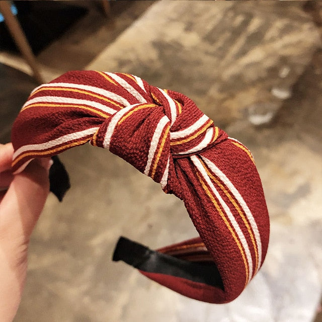 Fashion Head Hoop - Top Knot Hairband - Turban Elastic Stripe Hair Bezel Headband (1U88)