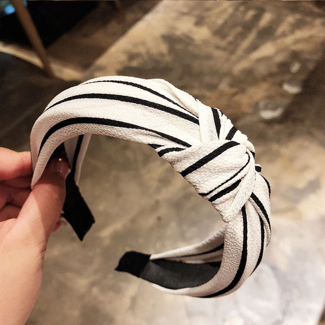 Fashion Head Hoop - Top Knot Hairband - Turban Elastic Stripe Hair Bezel Headband (1U88)