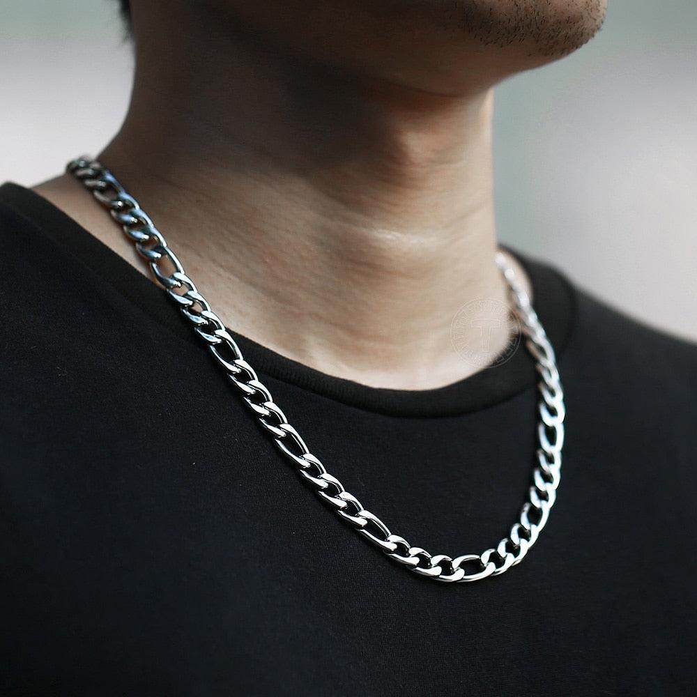 Fashion Jewelry Necklace Bracelet Set - Men Women Silver Color Stainless Steel Jewelry Set (2U83)