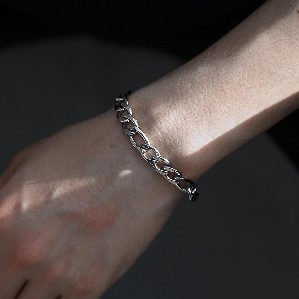 Fashion Jewelry Necklace Bracelet Set - Men Women Silver Color Stainless Steel Jewelry Set (2U83)