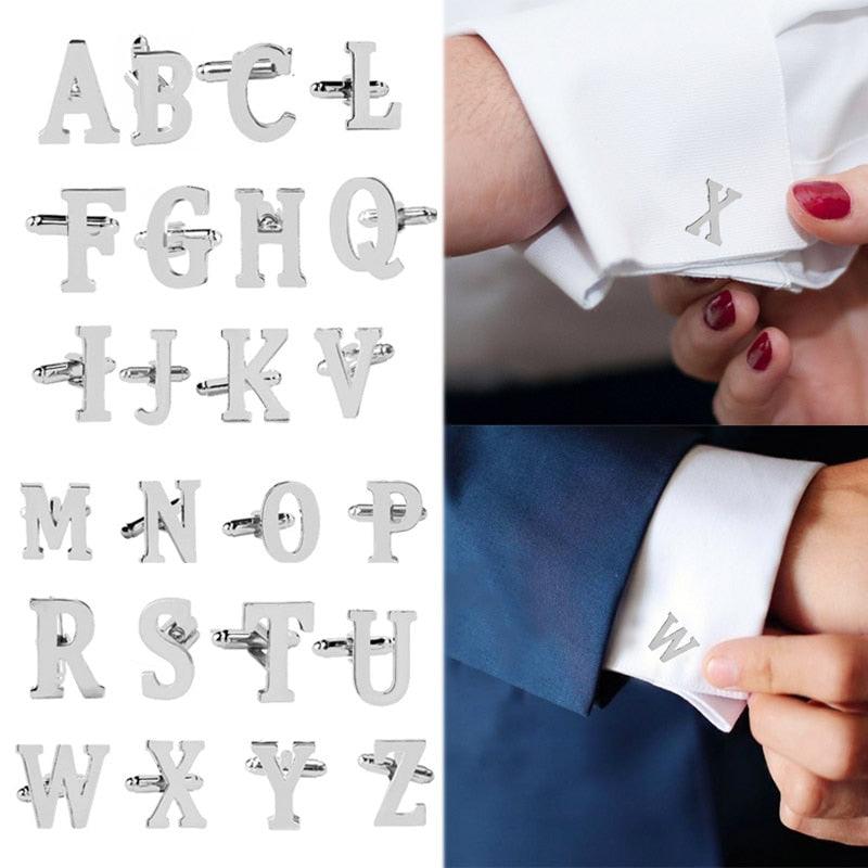 Fashion Men Alphabet Cufflink Male Formal Business Shirt Initial Letter Cuff Link (2U17)