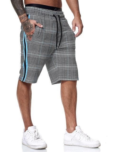 Fashion Men Shorts - Summer Plaid Elastic Waist Fitness Shorts - Jogger Shorts (TG3)