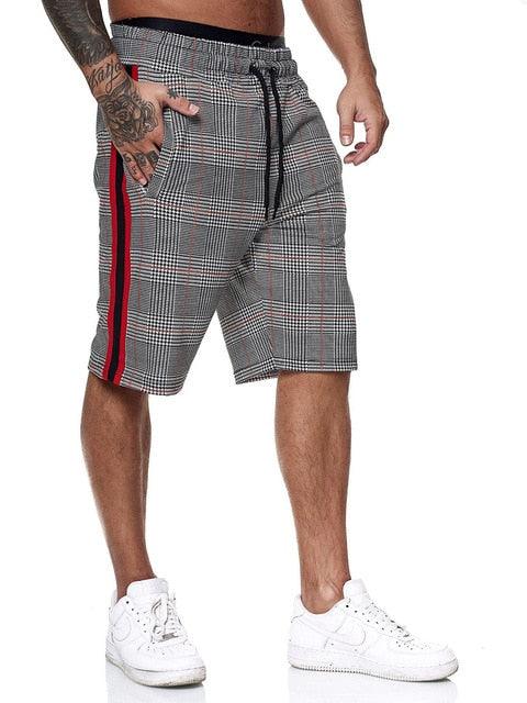 Fashion Men Shorts - Summer Plaid Elastic Waist Fitness Shorts - Jogger Shorts (TG3)