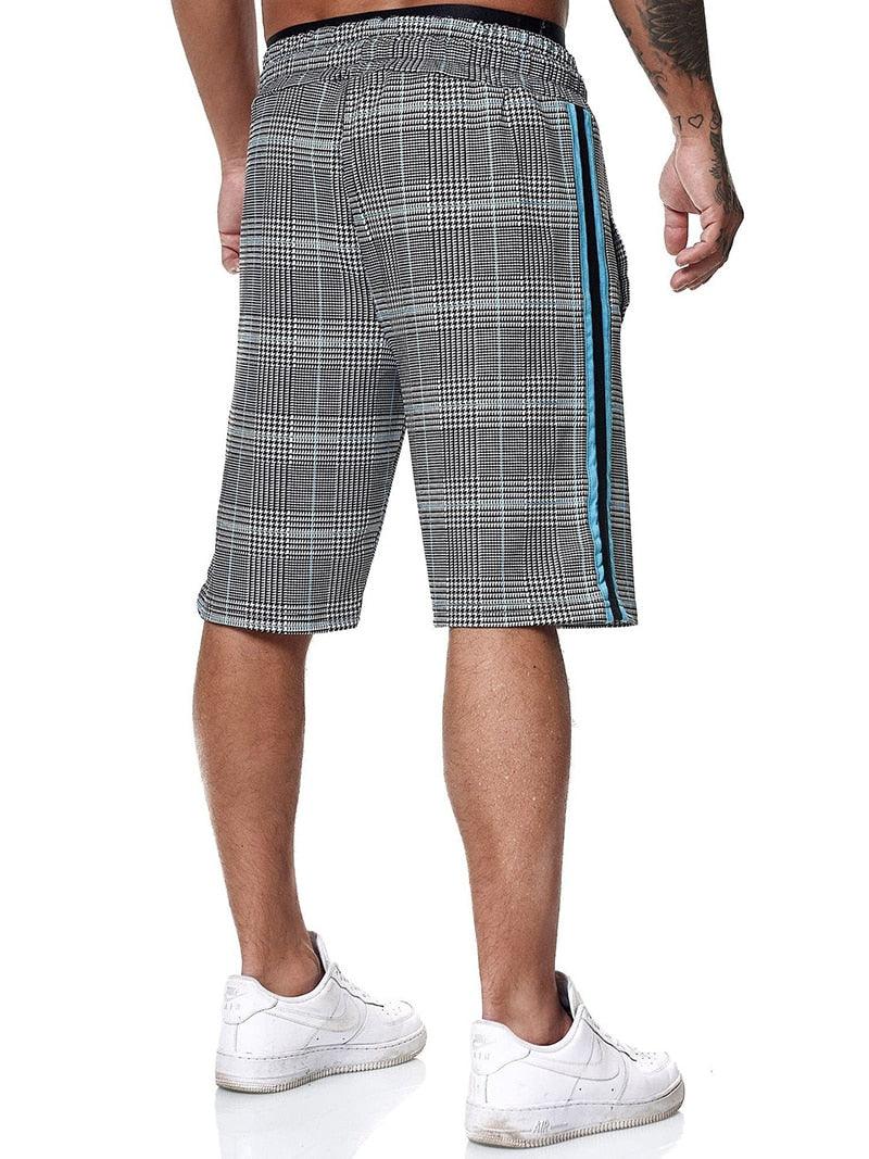 Fashion Men Shorts - Summer Plaid Elastic Waist Fitness Shorts - Jogger Shorts (TG3)