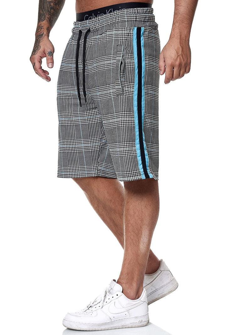 Fashion Men Shorts - Summer Plaid Elastic Waist Fitness Shorts - Jogger Shorts (TG3)