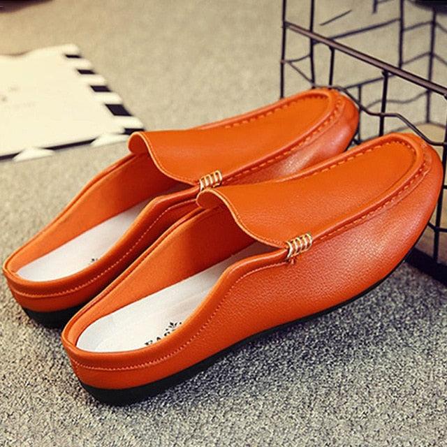 Men's Casual Shoes - Summer Slip on Loafers Half Drag Shoes- Soft Artificial PU Leather Footwear (D12)(MSC2)(MSC4)(MSC1)