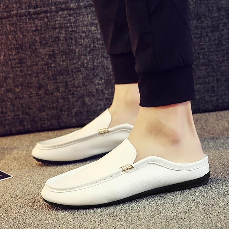 Men's Casual Shoes - Summer Slip on Loafers Half Drag Shoes- Soft Artificial PU Leather Footwear (D12)(MSC2)(MSC4)(MSC1)