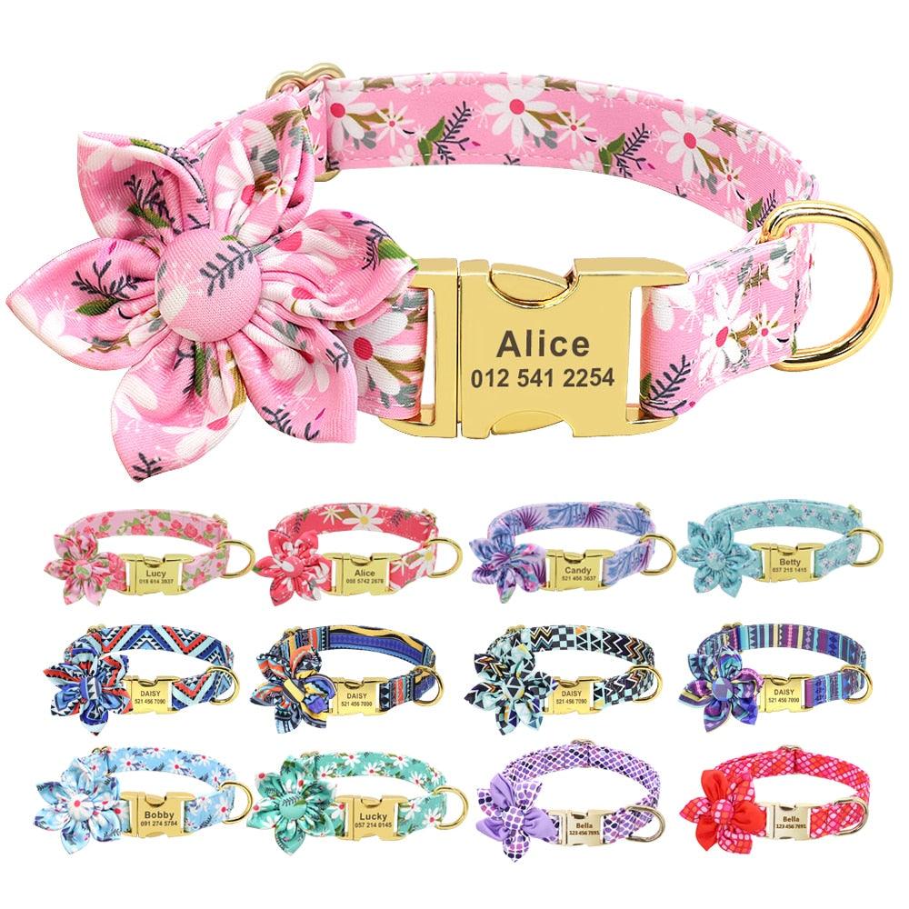 Fashion Printed Dog Collar Personalized Nylon Dog Collar Custom Pet Puppy Cat Collars Engraved ID Tag (1W1)(2W1)(3W1)(F70)