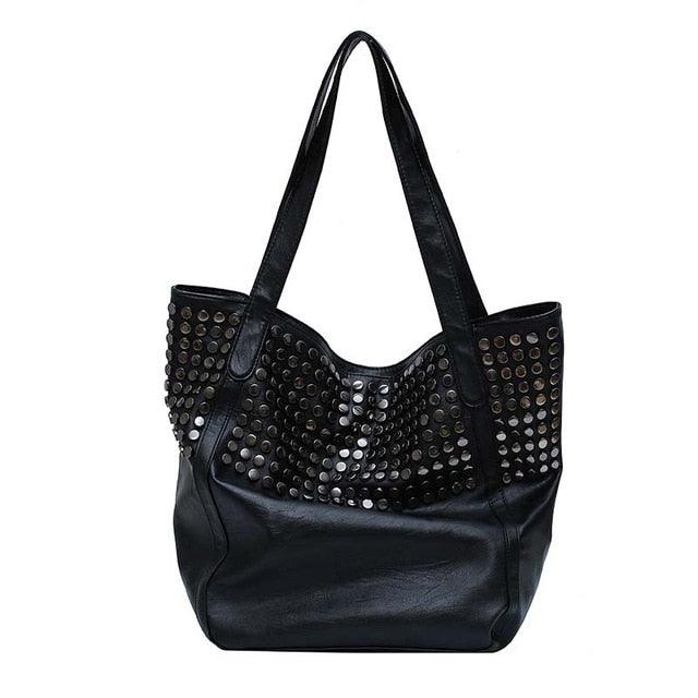 Great Celebrity Big Bag - Women Tote Rivet Large Capacity Soft Leather Handbag (WH2)(F43)