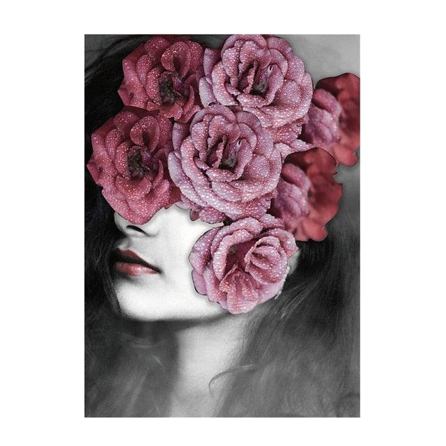 Fashion Sex Lady Flower Figure Girl Picture Home Decor Nordic Canvas Painting Wall Art Modern Posters (AD1)(F62)