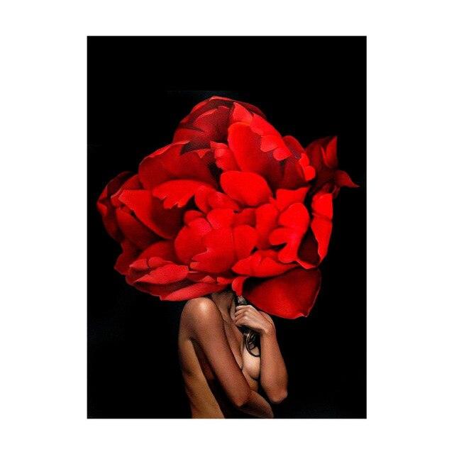Fashion Sex Lady Flower Figure Girl Picture Home Decor Nordic Canvas Painting Wall Art Modern Posters (AD1)(F62)