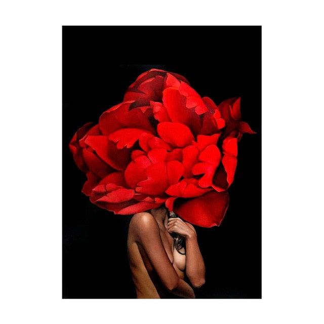 Fashion Sex Lady Flower Figure Girl Picture Home Decor Nordic Canvas Painting Wall Art Modern Posters (AD1)(F62)