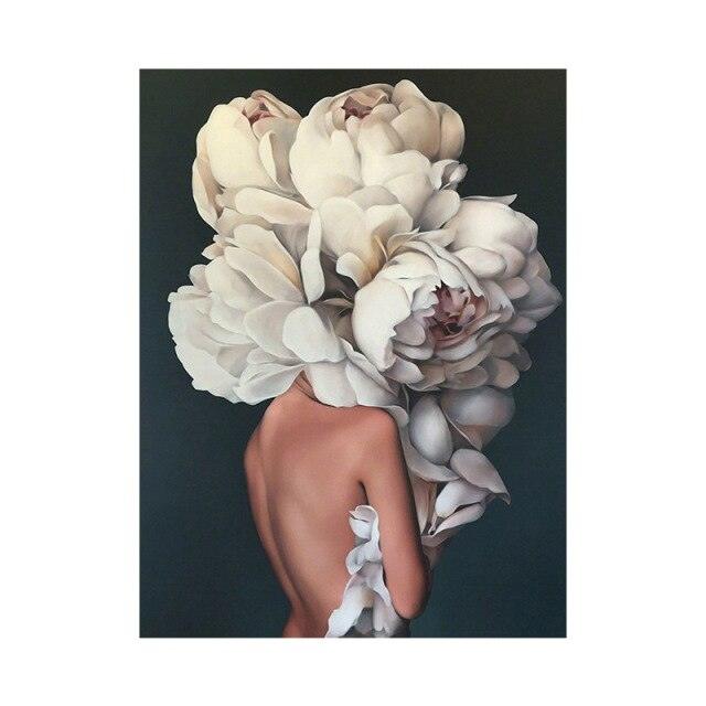 Fashion Sex Lady Flower Figure Girl Picture Home Decor Nordic Canvas Painting Wall Art Modern Posters (AD1)(F62)