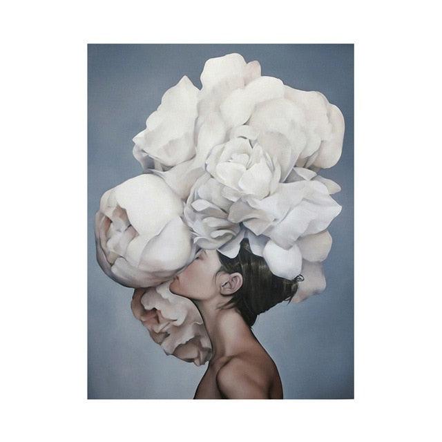 Fashion Sex Lady Flower Figure Girl Picture Home Decor Nordic Canvas Painting Wall Art Modern Posters (AD1)(F62)