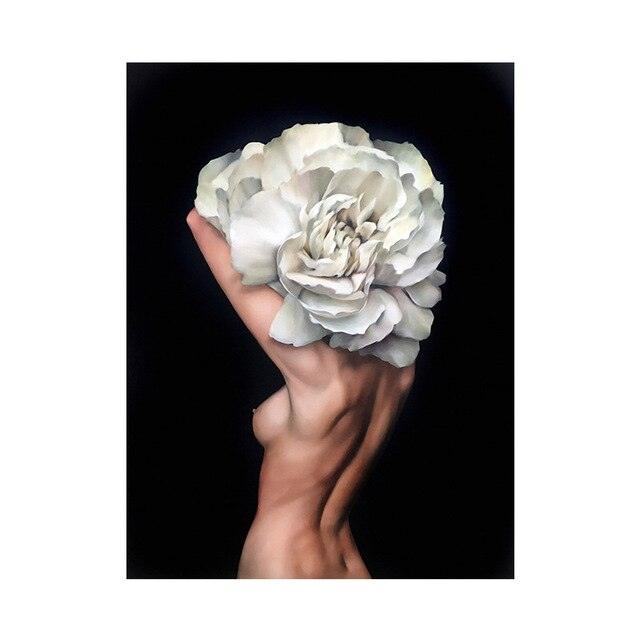 Fashion Sex Lady Flower Figure Girl Picture Home Decor Nordic Canvas Painting Wall Art Modern Posters (AD1)(F62)