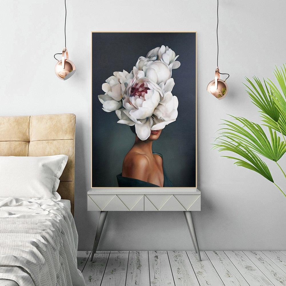 Fashion Sex Lady Flower Figure Girl Picture Home Decor Nordic Canvas Painting Wall Art Modern Posters (AD1)(F62)