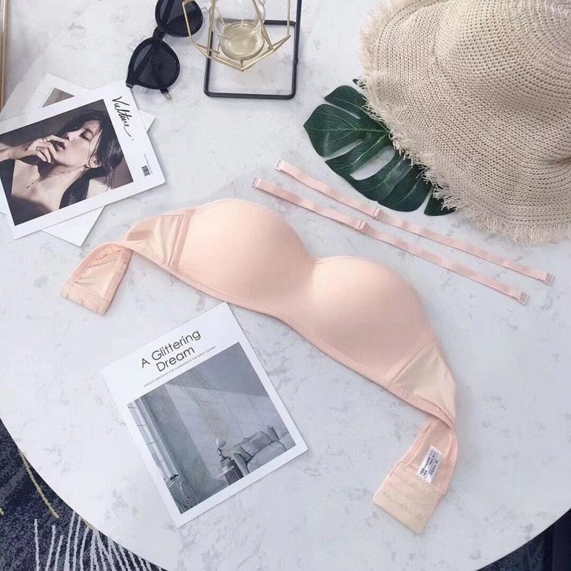 Fashion Sexy Convertible Women's Straps Invisible Bra - Without Steel Ring - Thin Section Gathered Non Sip Bras (1U27)