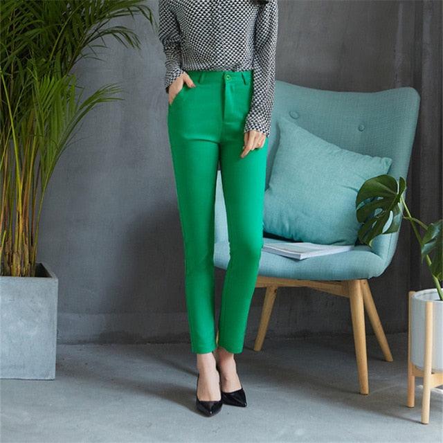 Fashion Streetwear Women Pencil Pants - Female Autumn Suit pants - Women Casual Straight Trousers - Plus Size - High Waist (D25)(BP)(BCD3)