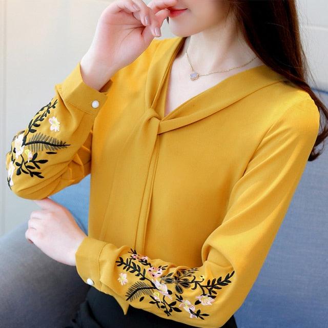 Trending Women Blouses - Long Sleeve Chiffon Women Shirt - Office Lady Tops (TB1)(BCD2)(F19)(F35)