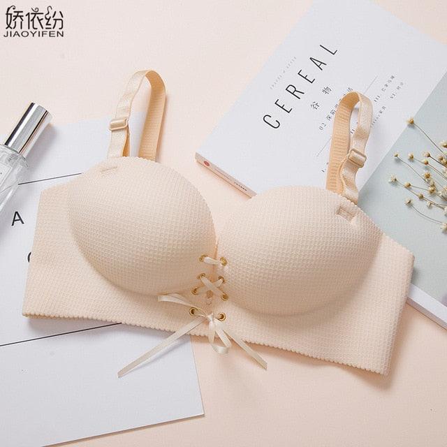Fashion Women Seamless Underwear - Drawstring Super Push Up Bra - Sexy Wire Free Padded Brassiere (D27)(TSB2)