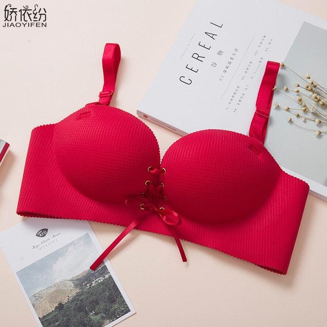 Fashion Women Seamless Underwear - Drawstring Super Push Up Bra - Sexy Wire Free Padded Brassiere (D27)(TSB2)