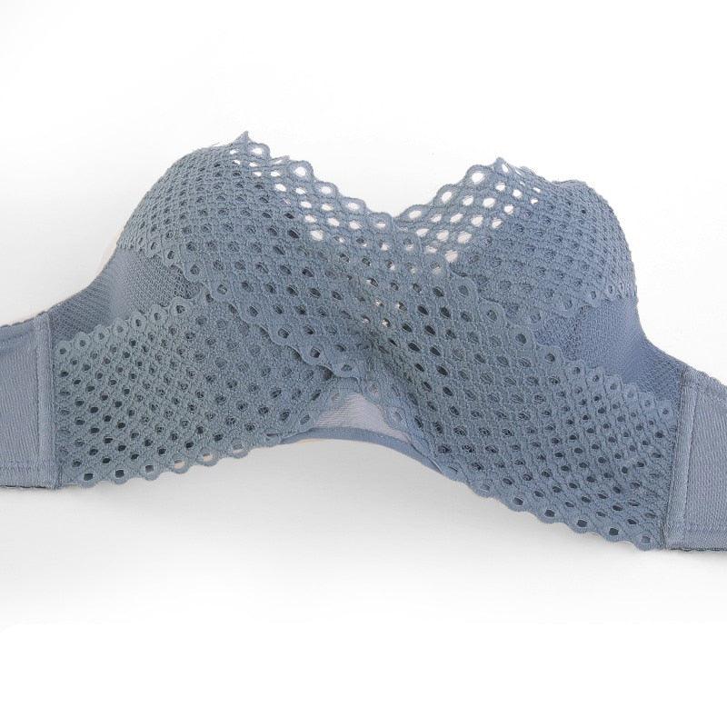Fashion Women Underwear Sexy Hollow Striped Lace Seamless Push Up Bra Set - Comfortable High Quality Lingerie (TSB4)