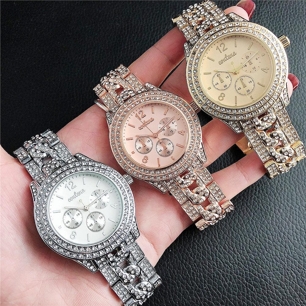 Fashion Women Watch - Diamond Style Watch - Ladies Top Luxury Women's Bracelet Crystal Watches (D82)(9WH3)