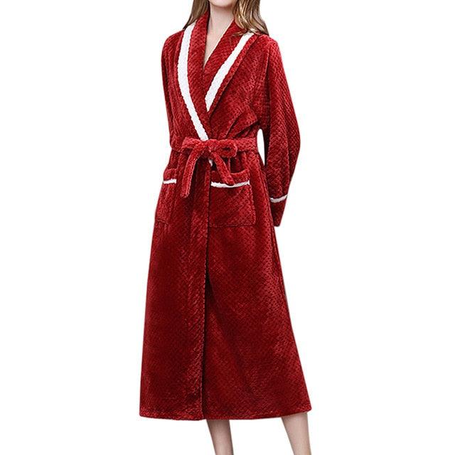 Fashion Women's Winter Plush Lengthened Bathrobe - Long Sleeved Robe - Warm Cardigan Bathrobe (ZP4)