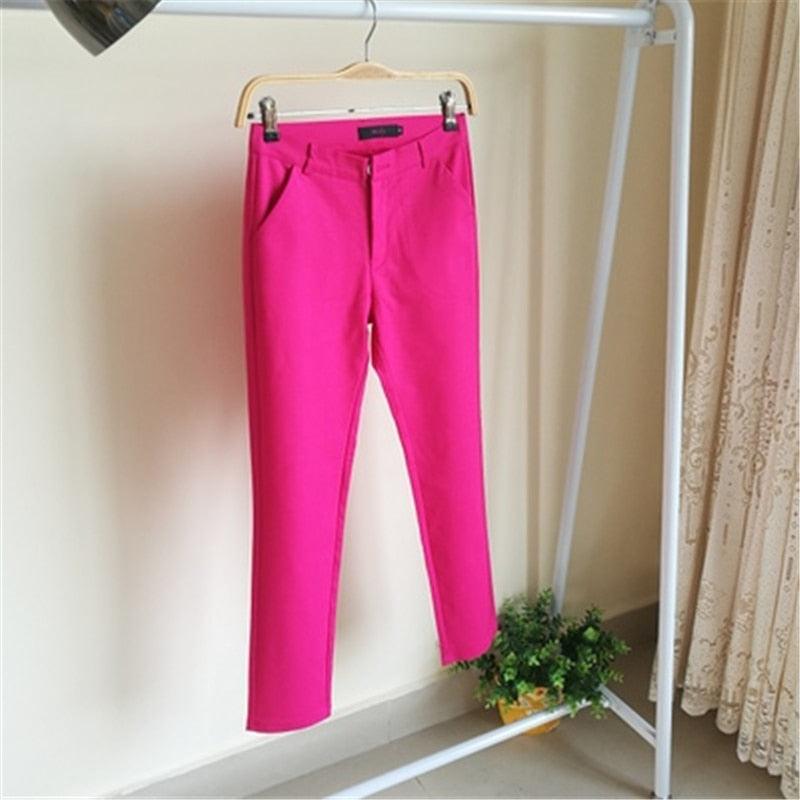 Fashion Cute Color Pencil Women's Pants -Stretch Cotton Slim Waist Trouser - Casual Office Work Trouser (BP)(BCD3)(F25)