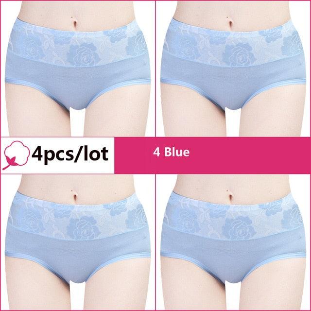 Beautiful 4pcs/Lot High Waist Sexy Women's Panties - Cotton Comfort Lovely Print Plus Size Underwear (TSP2)(TSP3)(F28)