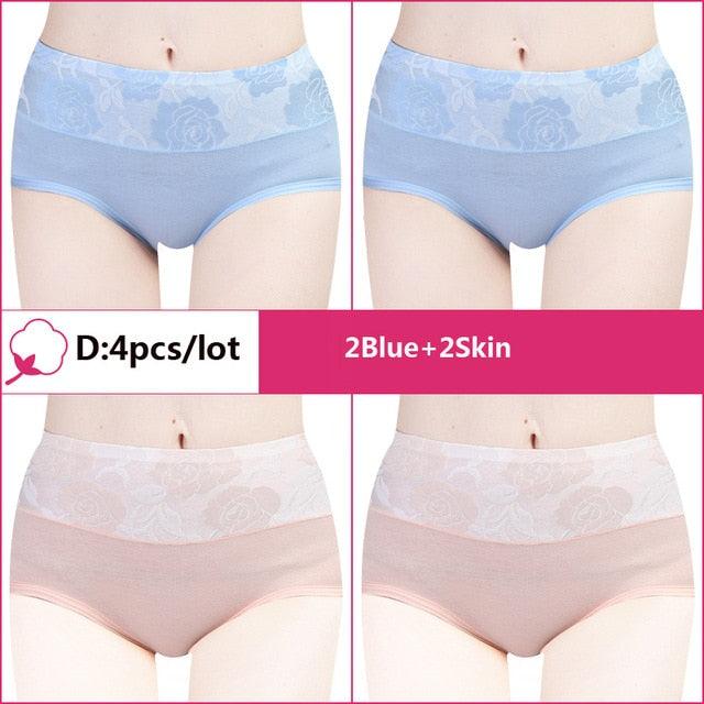 Beautiful 4pcs/Lot High Waist Sexy Women's Panties - Cotton Comfort Lovely Print Plus Size Underwear (TSP2)(TSP3)(F28)