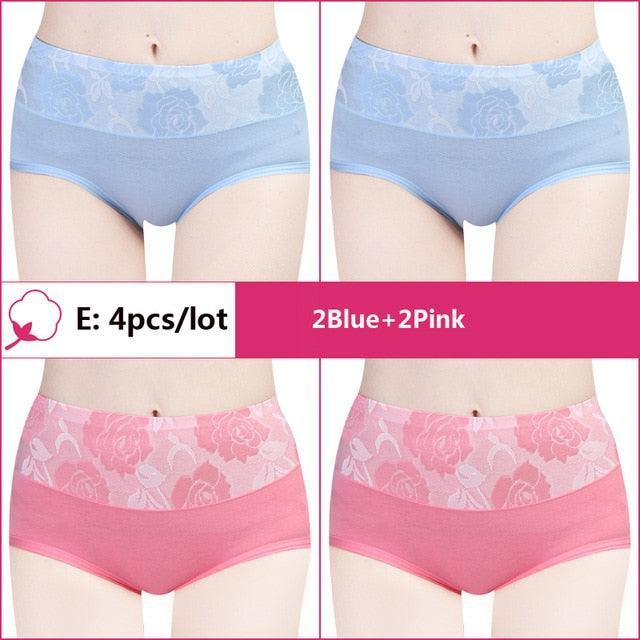 Beautiful 4pcs/Lot High Waist Sexy Women's Panties - Cotton Comfort Lovely Print Plus Size Underwear (TSP2)(TSP3)(F28)